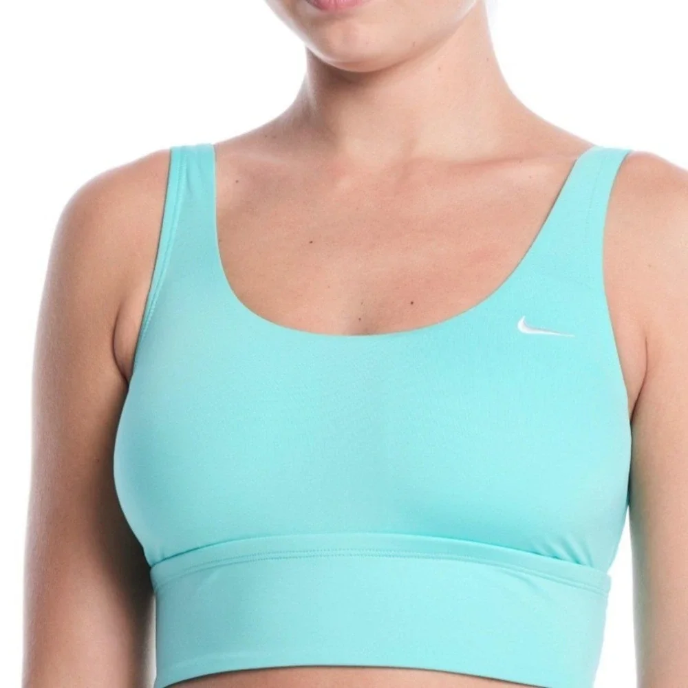 Nike Womens Light Blue Adjustable Strap‎ Sports Bra Size Small Aqua Swoosh